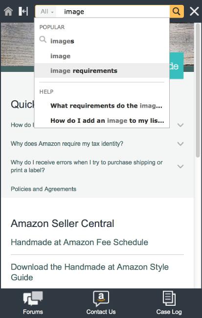 Clicking Help opens up a panel from the right with tips and help articles specific to your Handmade at Amazon business.