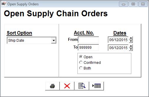Reports The Open Supply Orders report is available for tracking both open and closed orders in the system. This report can be found under Modules>Supply Chain Orders.