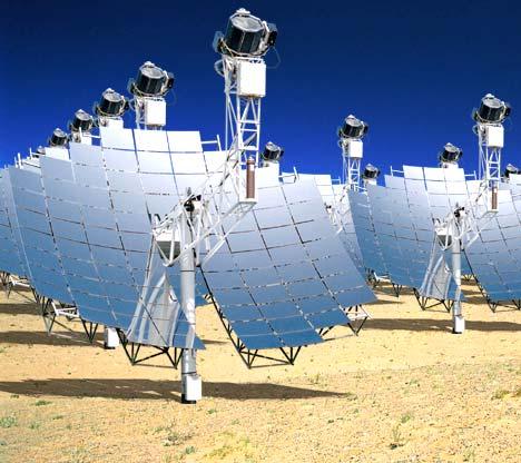 Stirling Dish Each of these three technologies seeks to concentrate solar rays which are approximately parallel and incident on a large surface area (the concentrator), into a relatively small