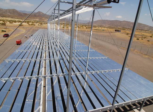 Parabolic trough systems consist of cylindrical mirrors whose transversal section is a parabola, thus concentrating solar radiation on the focal point.