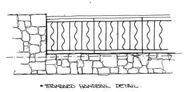6.4 Handrails Handrails are to be constructed of steel or wrought-iron as per the detail.