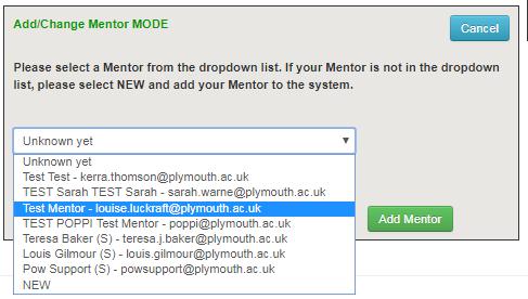3. In the Add/Change Mentor MODE
