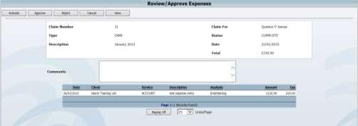 Click onto the name of the staff member to display a list of expense forms for that staff member.