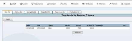 Clicking onto the Popup Timesheet link from the Home menu The first three options will launch the style of timesheet that is set as the