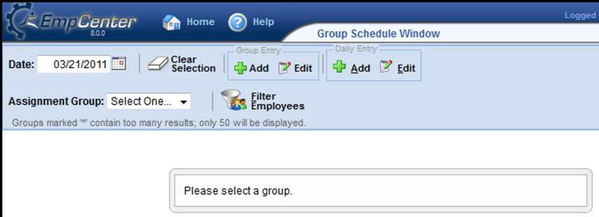 1. From the dashboard, select Schedules Manage Group Schedules. The Group Schedule Window appears 2.