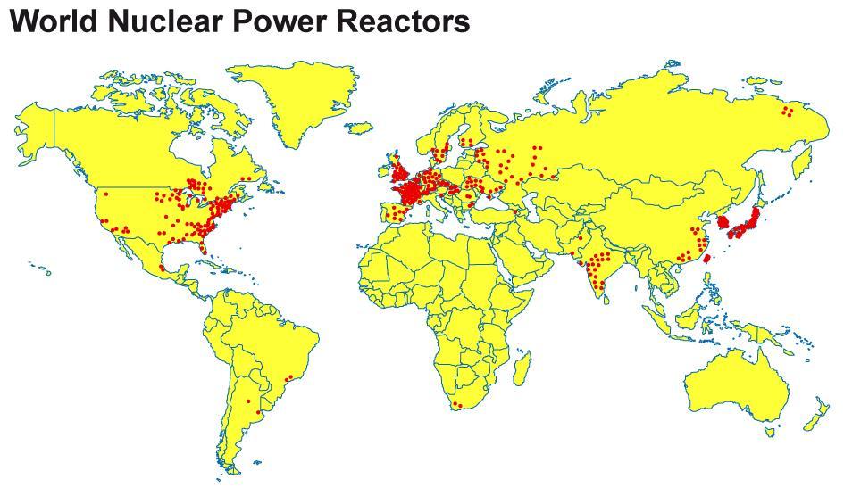 Total 437 operable nuclear power reactors, 66 under construction, 160+