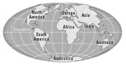 Diagrams A-D show the position of the Earth s continents at