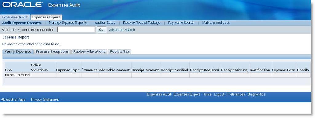 Auditing Expense Reports Internet Expenses Audit provides two pages for auditing expense reports: Audit Expense Reports Manage Expense Reports The Audit Expense Reports page displays the detailed