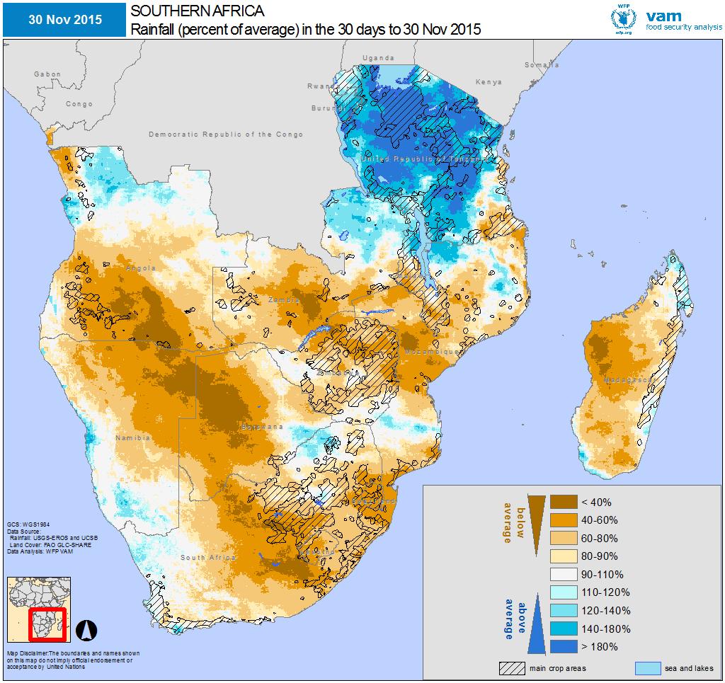 November 2015 November 2015 rainfall as a percentage of the 20-year average (left). Brown shades for drier than average, blue shades for wetter than average conditions.