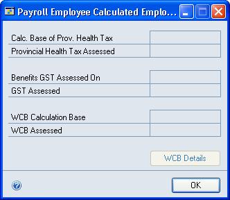CHAPTER 21 PAYROLL CALCULATION To modify an employee s tax calculation: 1. Open the Payroll Employee Calculated Employer - Canada window.