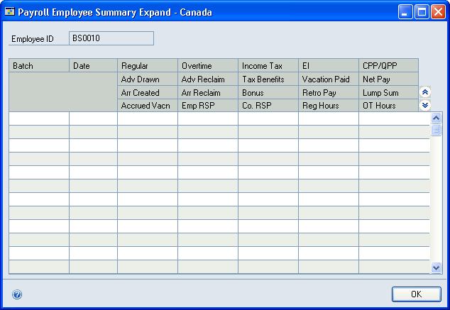 CHAPTER 21 PAYROLL CALCULATION To open the window, choose Cards >> Payroll - Canada >> Employee >> Calculated >> Summary Expand.
