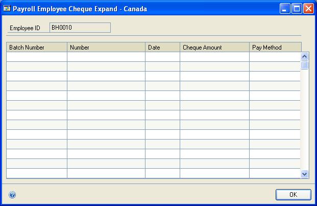 payment method. To open the window, choose Cards >> Payroll - Canada >> Employee >> Calculated >> Cheque Expand.
