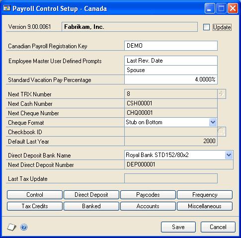 Chapter 1: Payroll setup You must complete setup procedures before you enter payroll records and transactions.