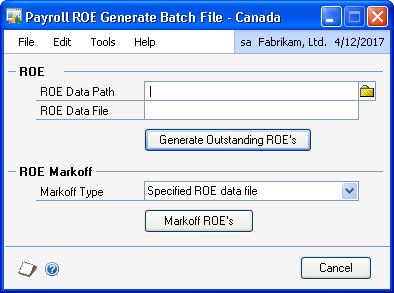 Use the ROE Preparation Report - Canada window to verify outstanding ROEs before creating the ROE batch file.