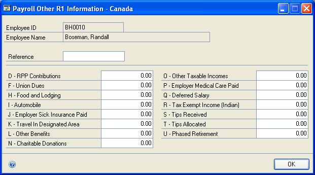 PART 6 ROUTINES 2. Select an employee ID. Employee information such as the name, address, and Social Insurance number is displayed. For more information, see Creating an employee record on page 99. 3.
