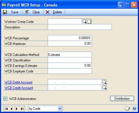 Chapter 5: WCB code and province setup You can set up standard and advanced workers compensation tax codes, and modify and view province codes.