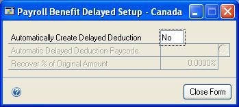 PART 1 CANADIAN PAYROLL SETUP You can modify the settings for delayed deductions in employee records. For more information, see Modifying or deleting employee paycodes on page 122.