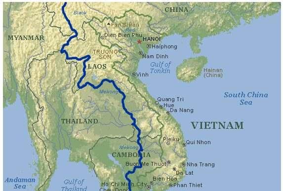 River Systems: 500 km of Mekong River bisects Cambodia.