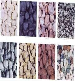 Pebbles Finish This a very simple and attractive finish obtained by pasting small pebbles on the walls with cement mortar as an