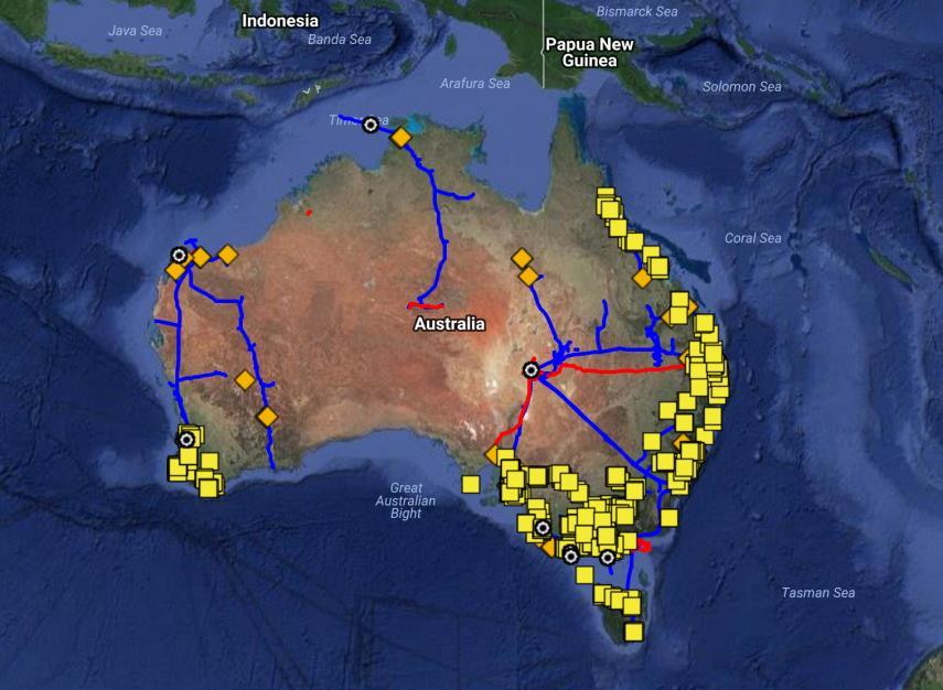 Map of Sites for Food, Beverage and Chemical Australia