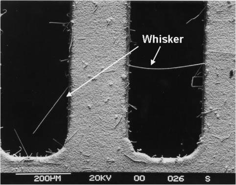 Tin Whiskers Definition; A spontaneous columnar or cylindrical filament usually of monocrystalline