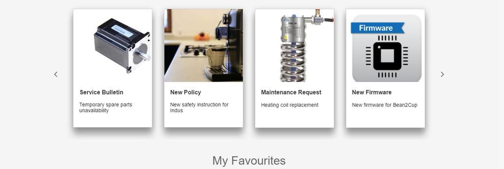 providing insights into the frequently viewed equipment, favorites and suggested tasks.