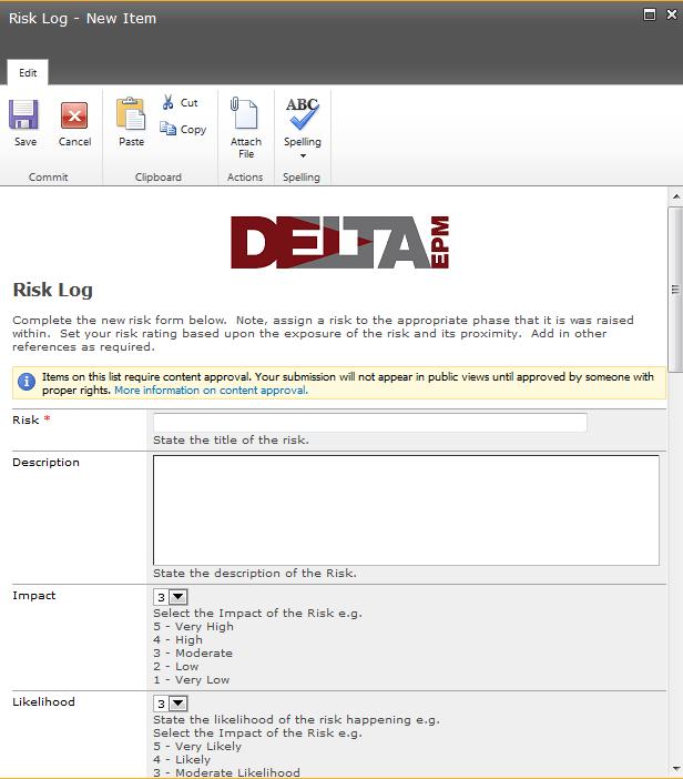 Risk Log Data Entry View Stakeholder Log Delta EPM supports the Office of Governments (OGC) Managing Successful Programmes approach to the management of stakeholders.