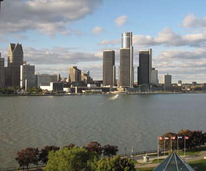 Great Lakes Climate Change Impacts and Consequences: Water Resources Detroit waterfront. Source: NOAA GLERL.