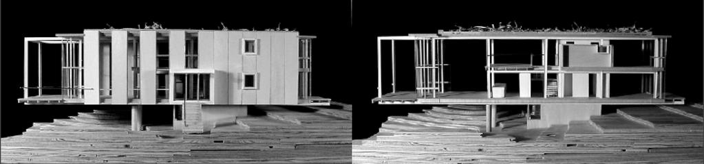 01 Model with SIP Panels Affixed 02 Structural Frame The Cantilever House by, completed in 2004, is a vehicle furthering the offsite fabrication process while tailoring the design to the individual