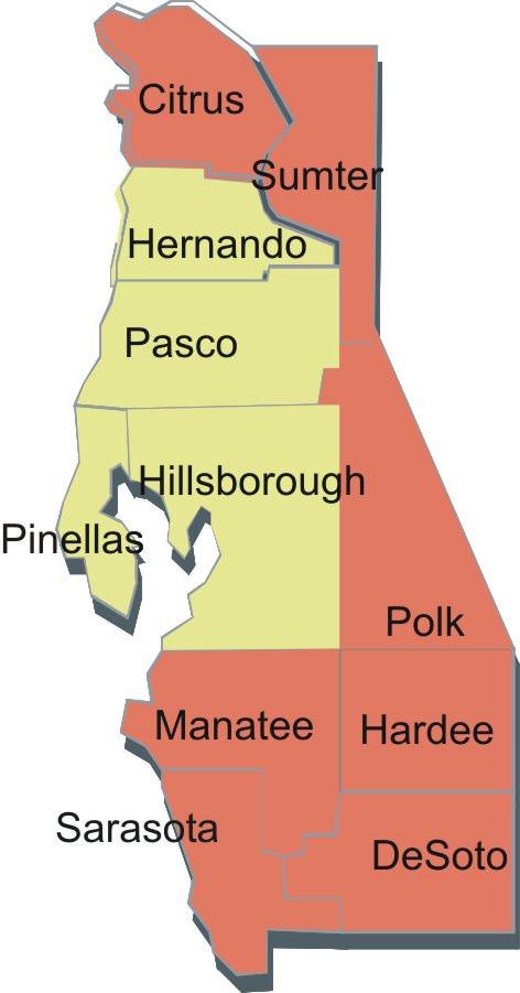 Our service area Primary trade area consists of Hillsborough, Pinellas, Pasco, and Hernando counties Primary trade area population: 2.