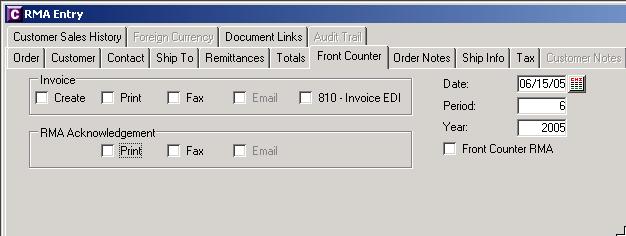 Front Counter Tab Create and print credit memo from