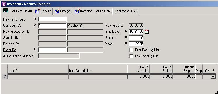 Inventory Return Shipping Inventory /