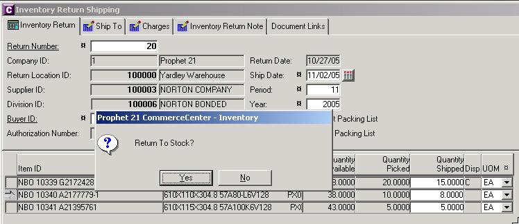 Undershipment Enter shipped amount in Quantity Shipped field Prompted with Return to