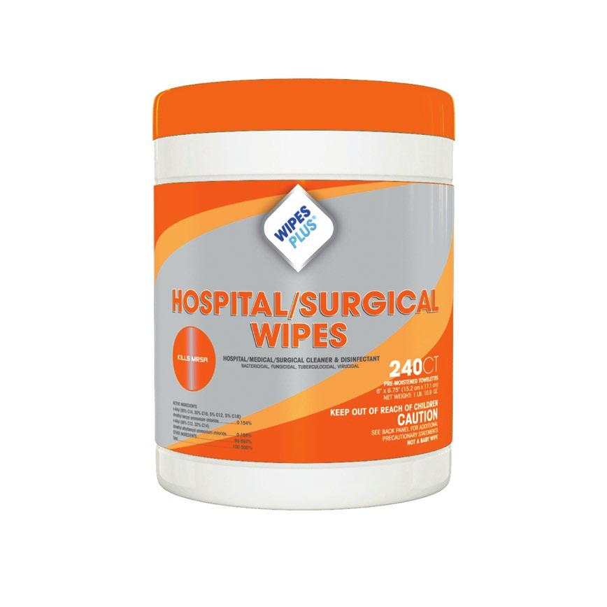 HOSPITAL/ SURGICAL Wet Wipes for Every Surface When strict control of cross contamination is critical, WipesPlus Hospital Surgical Wipes are tough enough to get the job done, safe for staff and