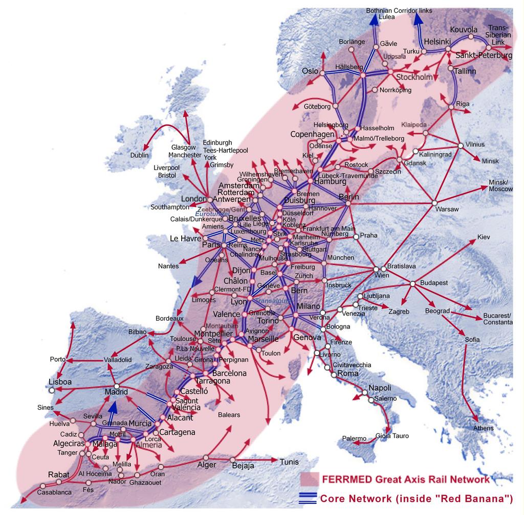 5. FERRMED Great Axis Core Network and its links with other EU countries.