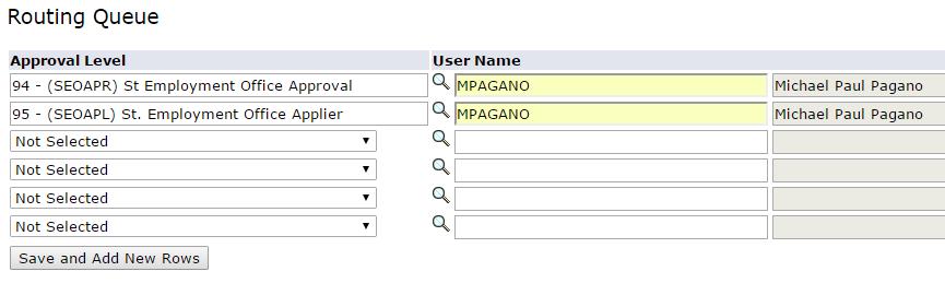 Create a New EPAF 9 The Routing Queue section is to set up who will be approving the EPAF.