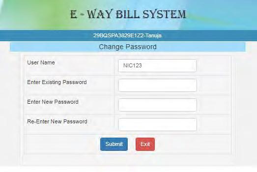 Change Password A user shall change his login password under this option.