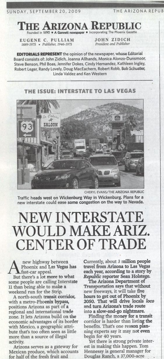 Clippings about Interstate 11 Majority