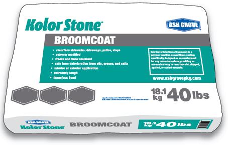 kolor stone broomcoat 1. Product Name ASH GROVE KOLOR STONE Broomcoat Product Number: 454 2. Manufacturer ASH GROVE PACKAGING GROUP 10809 Executive Center Drive, Ste.