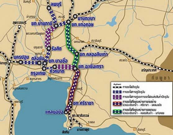 the dual-track links among Laem Chabang, Sattahip and Map Ta Phut Ports is planned LAEM CHABANG PORT KAO CHI CHAN JUNCTION SATTAHIP COMMERCIAL PORT SATTAHIP PORT PATTAYA MAP TA PHUT MOTORWAY