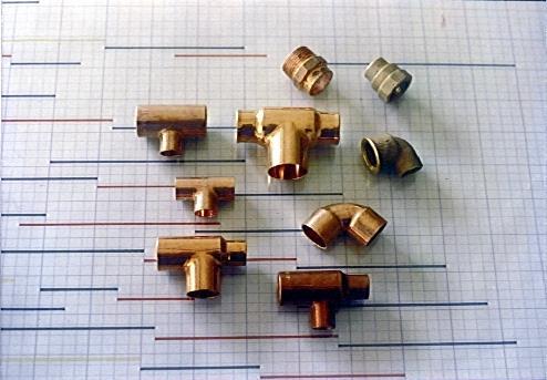 Parts Required for Assembling Copper Pipes Copper pipe-fittings Copper male