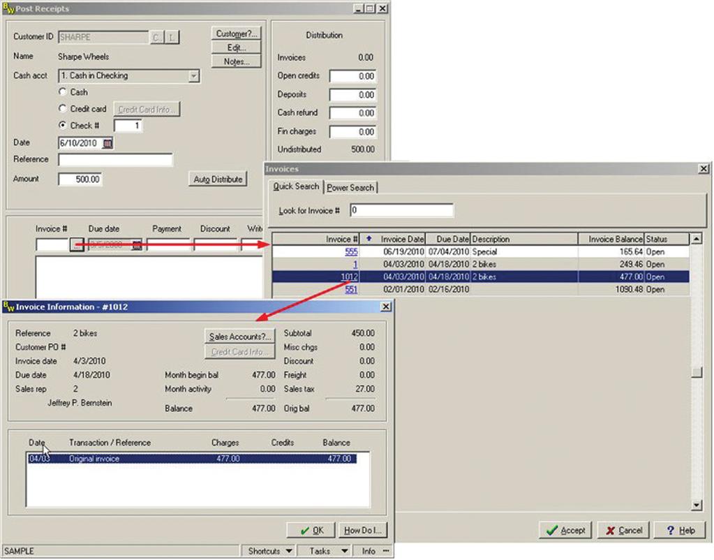 You ll find instant hyperlinks to invoice information in Accounts Receivable / Post Receipts, in Accounts Payable / Manual Invoice Selection, and in Accounts Payable