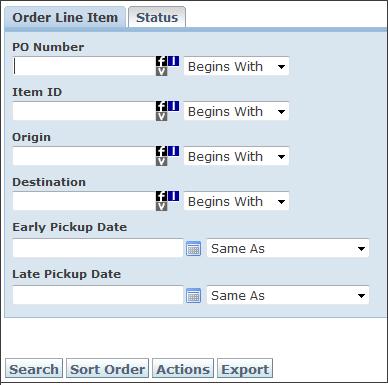 SEARCH FOR THE PO If the PO number is known, input it into the PO Number field on the Ready to Ship search screen.