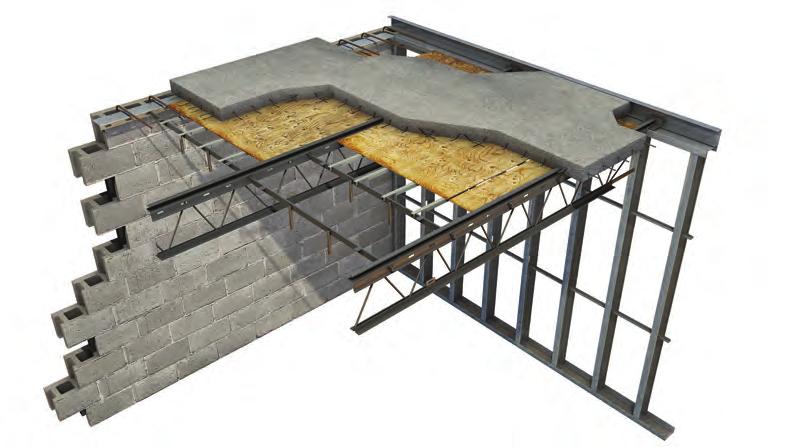 THE HAMBRO D500 COMPOSITE SYSTEM IDEAL ON LOAD-BEARING WALLS The Hambro D500 composite floor system can be successfully combined with load-bearing walls made of light gauge steel,