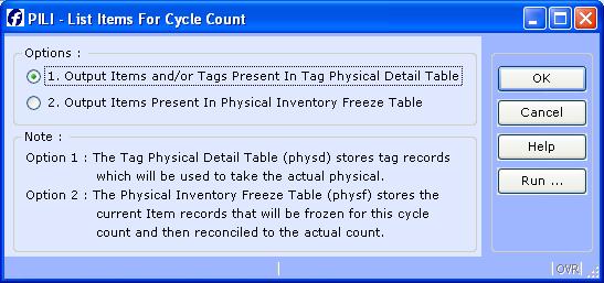 PILI- LIST ITEMS FOR CYCLE COUNT Introduction The purpose of the Listing of Items for Cycle Count Program is to allow the