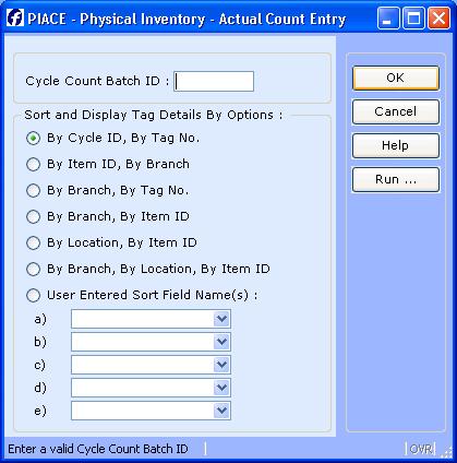 PIACE- ACTUAL COUNT ENTRY Introduction The purpose of the Actual Count Entry program is to allow user to enter actual physical inventory count data.