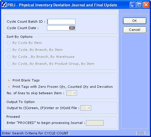 PIDJ- DEVIATION JOURNAL & ACTUAL CYCLE COUNT FINAL UPDATE Introduction The purpose of the Deviation Journal & Actual Cycle Count Final Update program is to provide a journal detailing frozen system