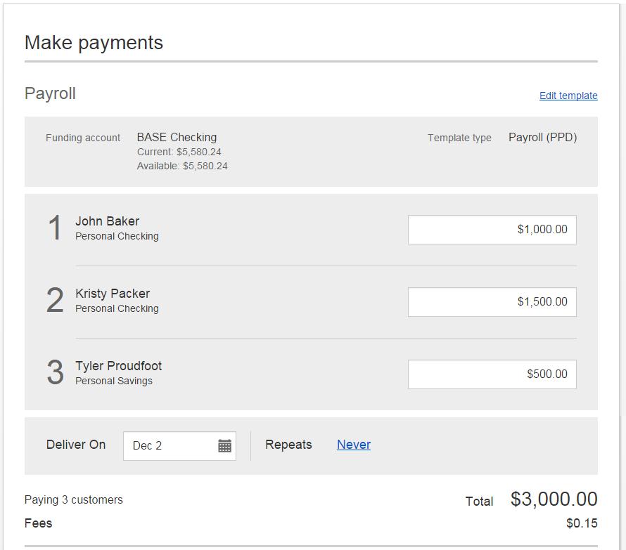 Make/Collect ACH Payment Make a template-based payment 1. Select Make payments radio button. 2. Select Use a Template. 3.