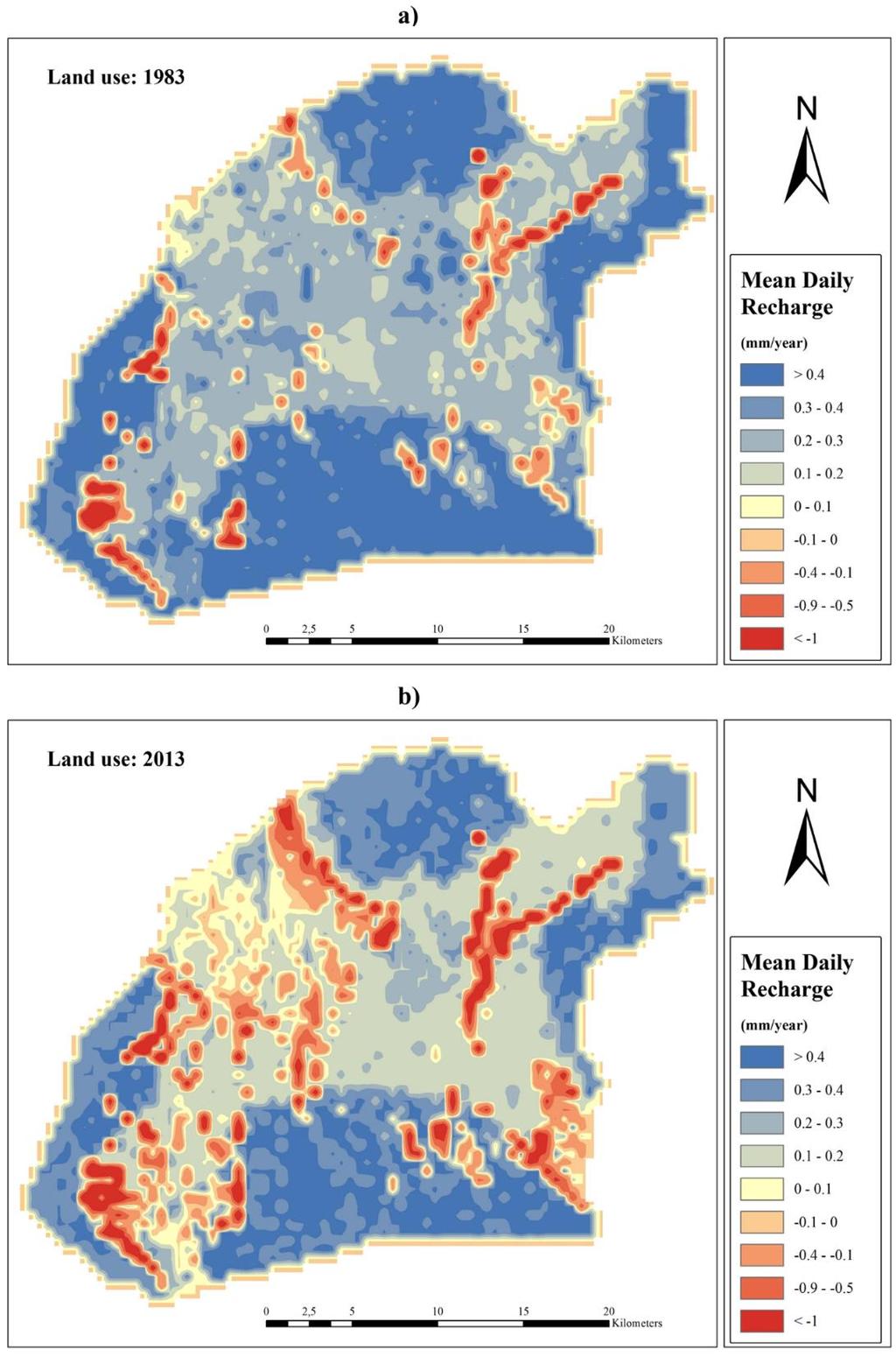 The impact of land use change on the CFA, comparing the simulated