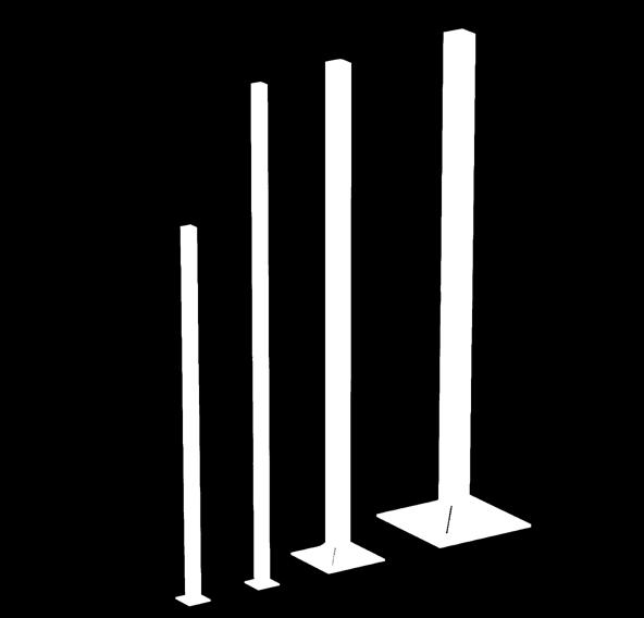 CEPRO POLES CONSTRUCTION Poles Made from rectangular profile Pre-drilled fixing holes for mounting several CEPRO supports Finished grey RAL 7035 powdercoating Made with a footplate for a stable